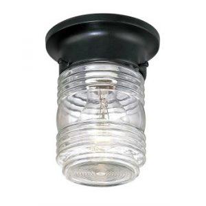 Hardware House 544742 Jelly Jar Style Outdoor Ceiling Light Fixture, Black ~ Approx 6" x 4-3/4"