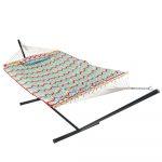 Sunnydaze Cotton Rope Hammock with 12 Foot Steel Stand, Pad and Pillow, 275 Pound Capacity, Multi-Color Chevron