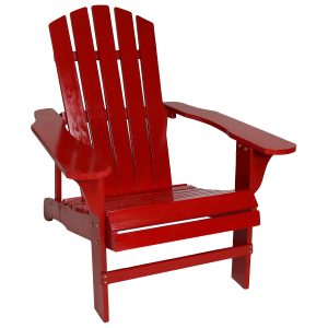 Sunnydaze Coastal Bliss Wooden Adirondack Chair - Red