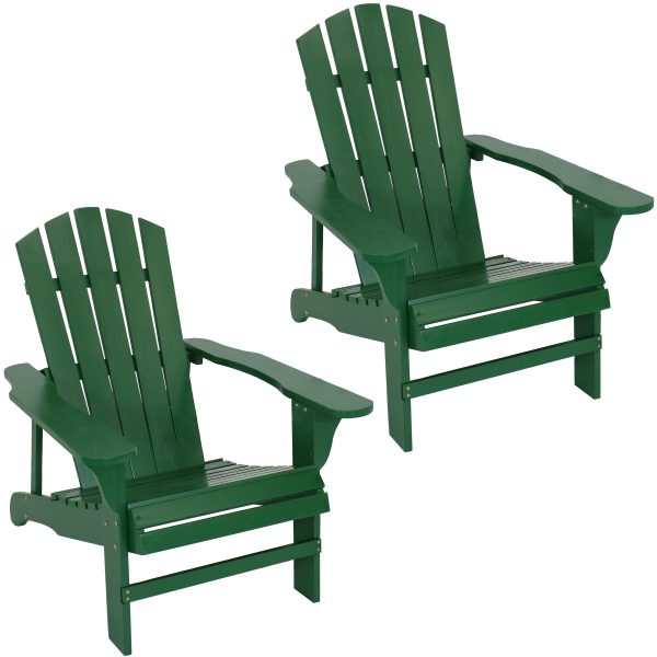 Sunnydaze Coastal Bliss Wooden Adirondack Chair - Set of 2 - Green