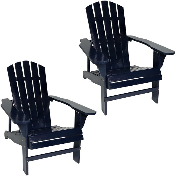 Sunnydaze Coastal Bliss Wooden Adirondack Chair - Set of 2 - Navy Blue