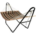 Sunnydaze Quilted 2 Person Hammock with Universal Stand - Sandy Beach