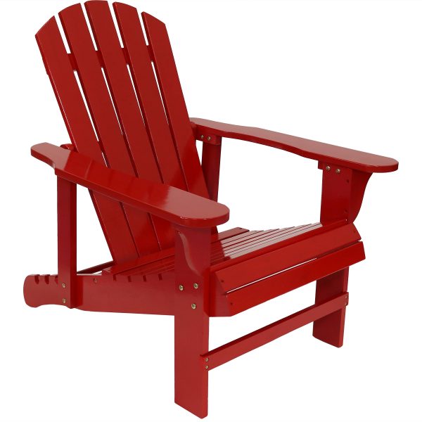 Sunnydaze Wooden Outdoor Adirondack Chair with Adjustable Backrest, 250-Pound Weight Capacity, Red, One