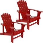 Sunnydaze Wooden Outdoor Adirondack Chair with Adjustable Backrest, 250-Pound Weight Capacity, Red, Two