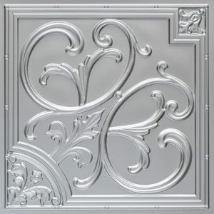Lilies and Swirls - Faux Tin Ceiling Tile - 24 in x 24 in - #204 - (Pack of 25)