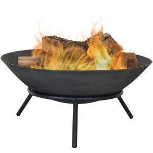 Sunnydaze Raised Bowl Cast Iron Fire Pit Bowl with Steel Finish - 22-Inch
