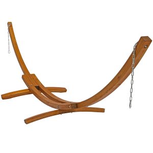Sunnydaze Solid Wood Curved Arc Hammock Stand with Hooks and Chains, 2 Person, 400 Pound Capacity, 13' Wooden Hammock Stand