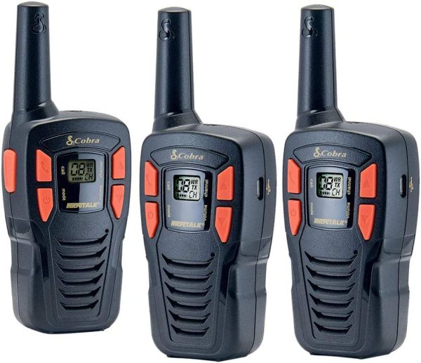 Cobra CXT195 3P - Compact Walkie Talkies for Adults - Rechargeable, Lightweight, 22 Channels, 16-Mile Range Two-Way Radio Set 3-Pack