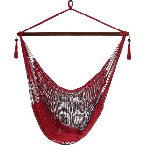 Sunnydaze Caribbean Extra Large Hammock Chair, Soft-Spun Polyester Rope, 40 Inch Wide Seat, Red