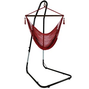 Sunnydaze Caribbean Extra Large Hammock Chair with Adjustable Stand, Soft-Spun Polyester, 40 Inch Wide Seat, Red