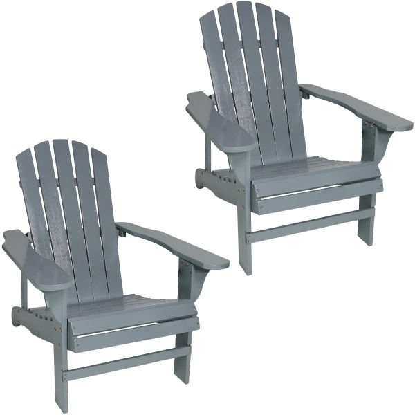 Sunnydaze Coastal Bliss Wooden Adirondack Chair - Set of 2 - Gray
