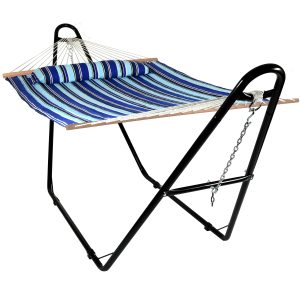 Sunnydaze Quilted 2 Person Hammock with Universal Stand - Catalina Beach