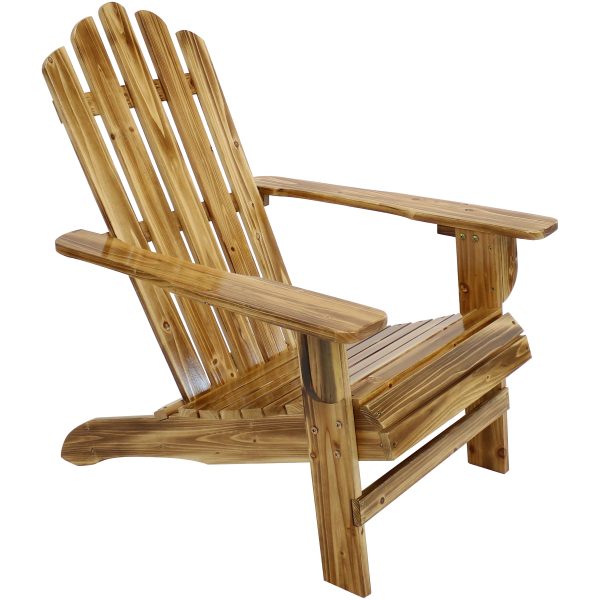 Sunnydaze Rustic Wooden Adirondack Chair with Light Charred Finish, 250 Pound Weight Capacity, One