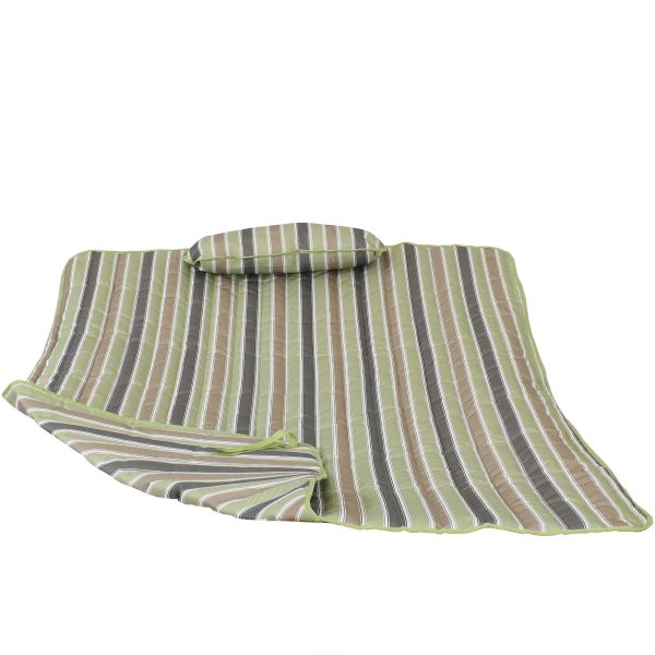 Sunnydaze Quilted Hammock Pad and Pillow Set - Khaki Stripe