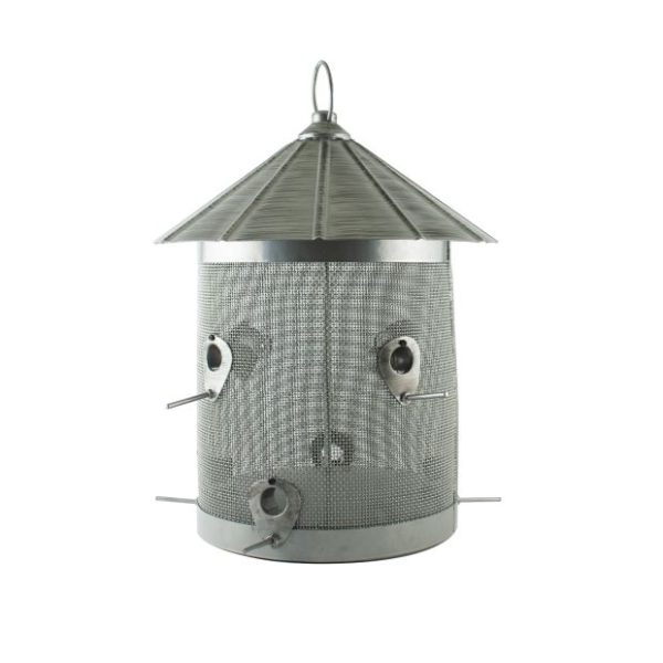 Woodlink Rustic Farmhouse Galvanized Silo Combo 10 lb Seed Feeder With Perch