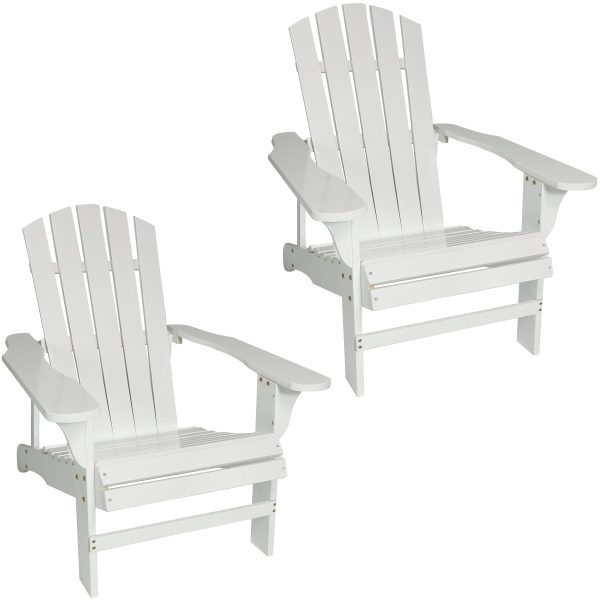 Sunnydaze Coastal Bliss Wooden Adirondack Chair - Set of 2 - White