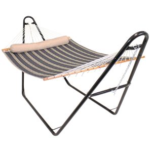 Sunnydaze Quilted 2 Person Hammock with Universal Stand - MTS