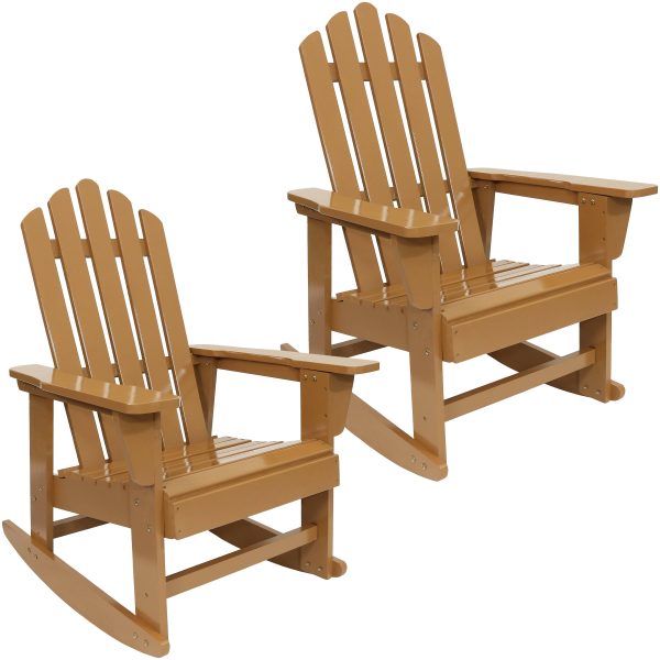 Sunnydaze Outdoor Wooden Adirondack Rocking Chair with Cedar Finish, Set of Two